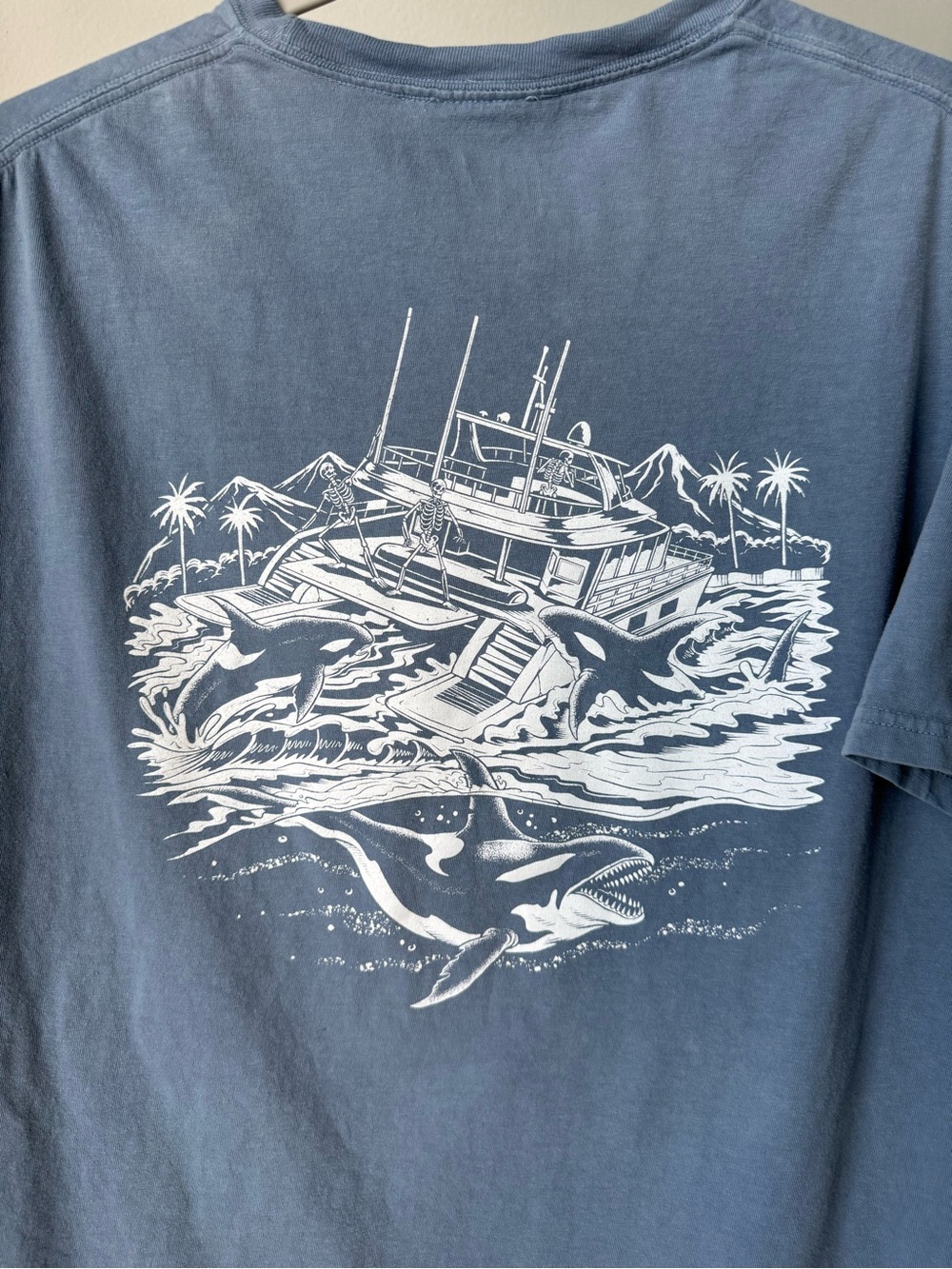 Cove Light Blue Crewneck Tee with White Logo Print